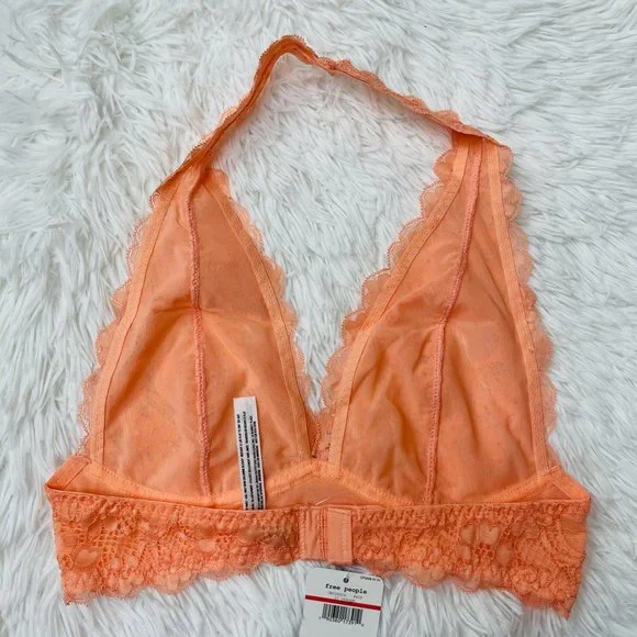 Free People Orange Galloon Lace Halter Bralette XS - Picture 6 of 8